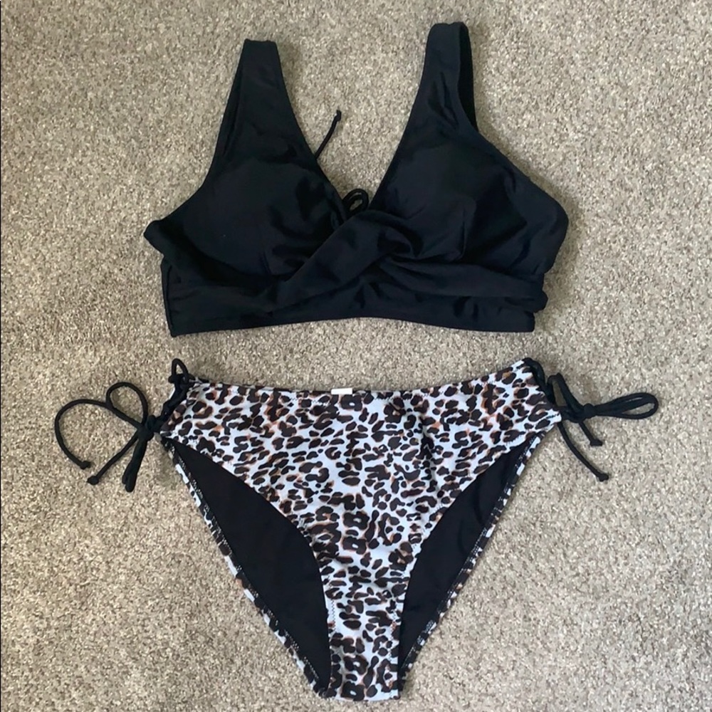Cheetah bathing suit with tied back